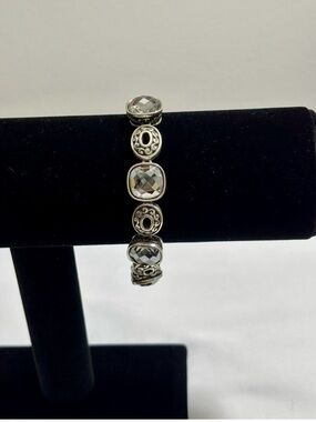 Brighton Venus Rising Grey Crystal Silver Plated Link Bracelet